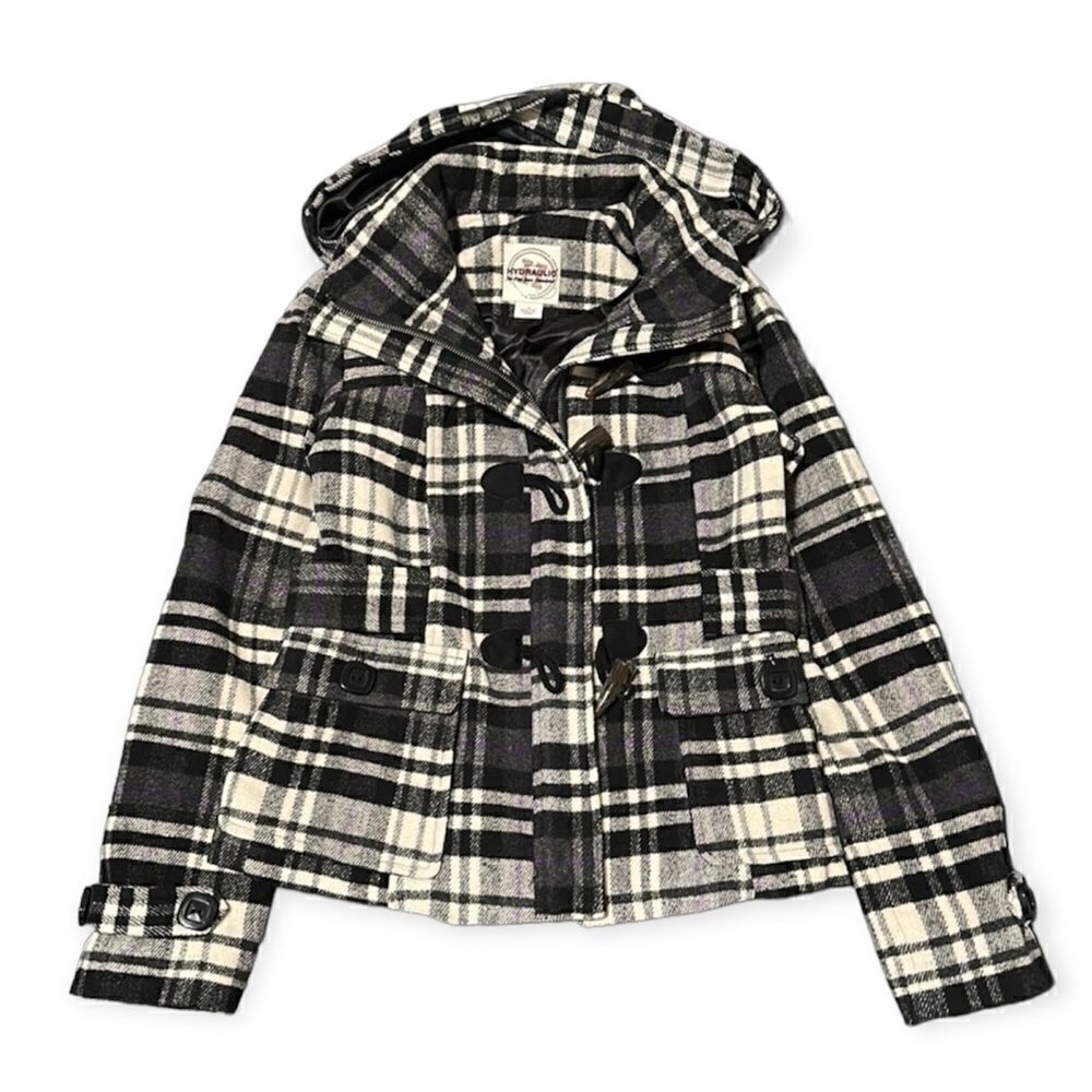 Hydraulic Plaid Peacoat Toggle Coat Size Small